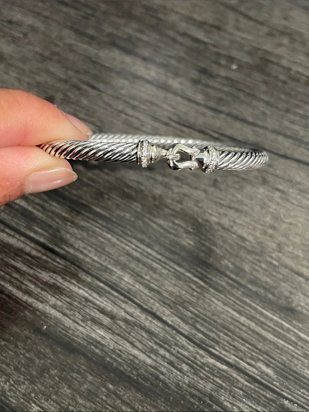5mm cable classic David Yurman buckle diamond bracelet size large